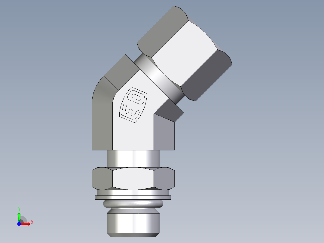 卡套式工业通用硬管接头EO_Adjustable_locknut_45_deg_elbow_VEE10ZLMORCF前视图