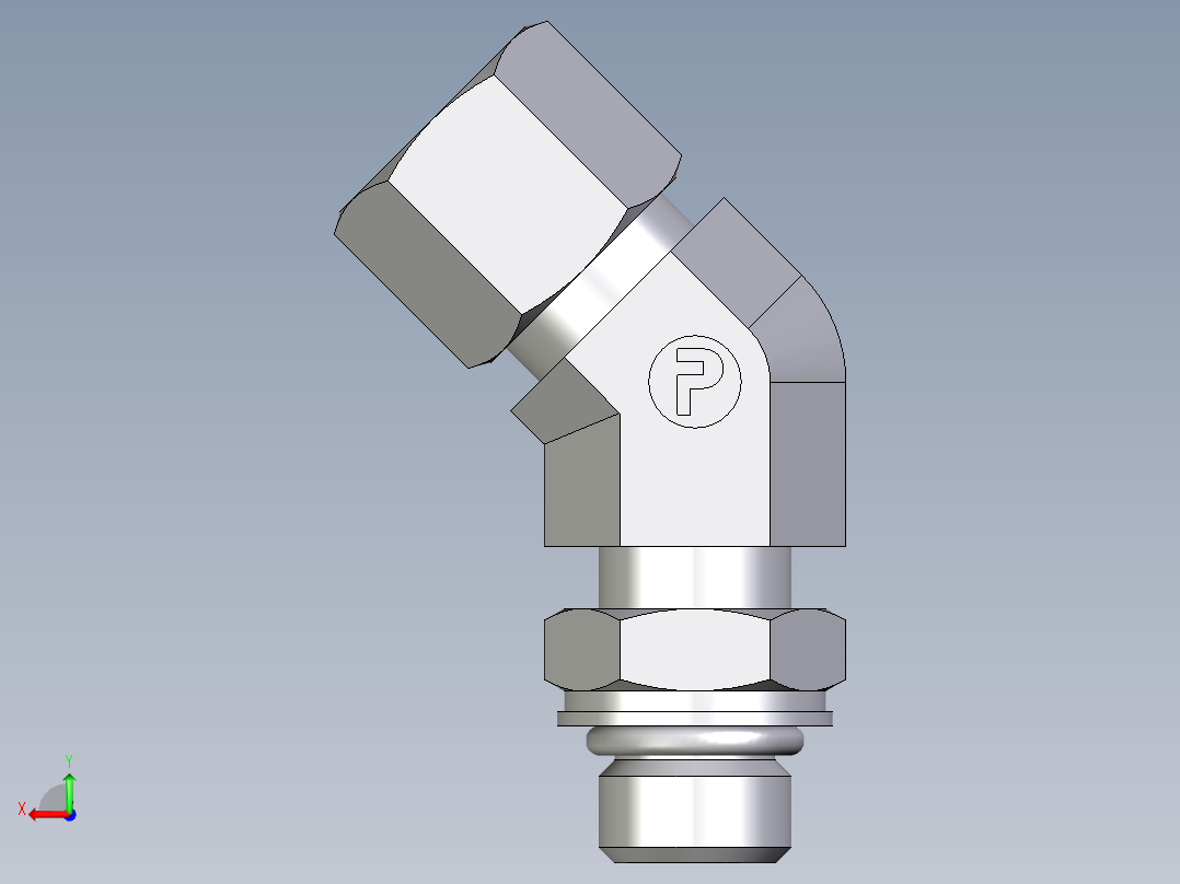 卡套式工业通用硬管接头EO_Adjustable_locknut_45_deg_elbow_VEE10ZLMORCF后视图