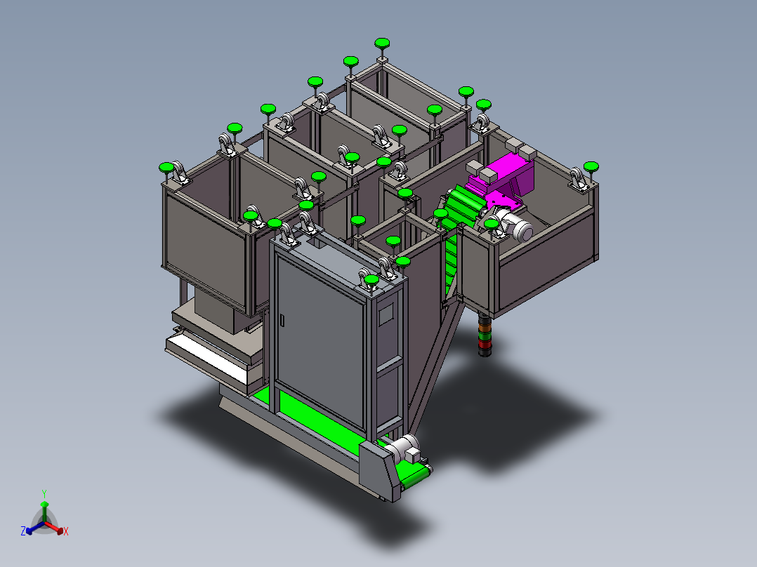 全自动胡萝卜加工切片机正等轴测图