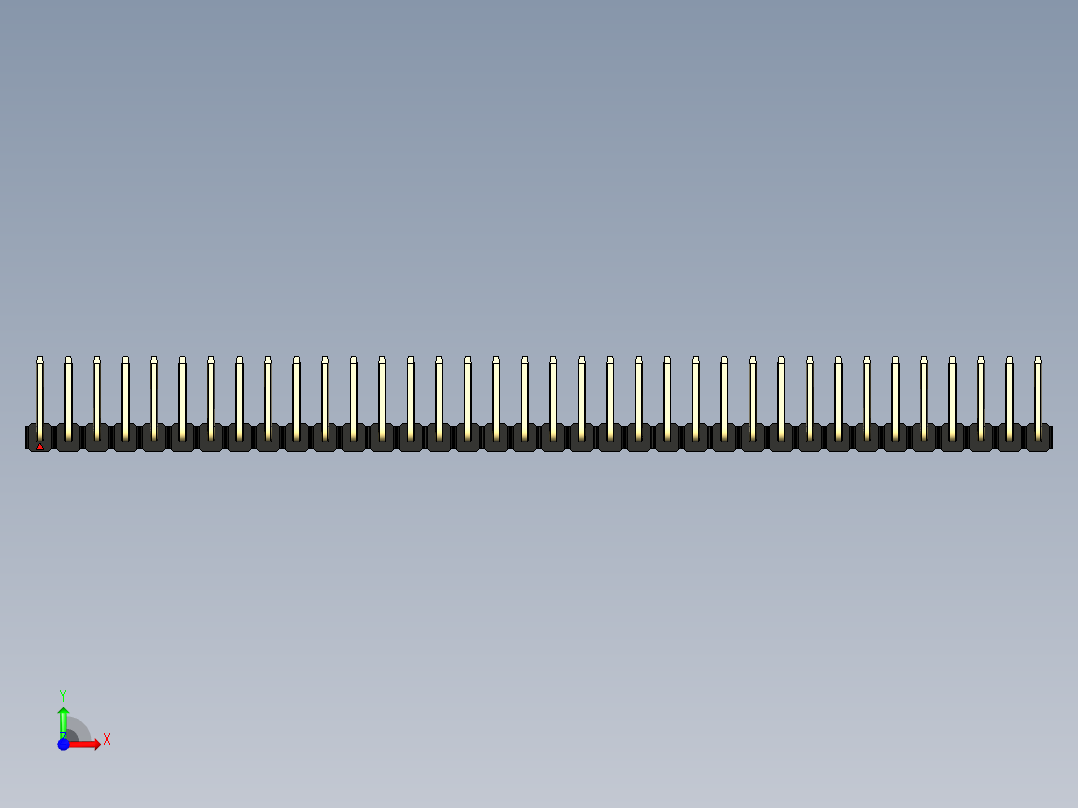 彩色公排针 100mil 2.54mm 系列-DS1022_black_36p_100mil_TypeU_rev1.0前视图