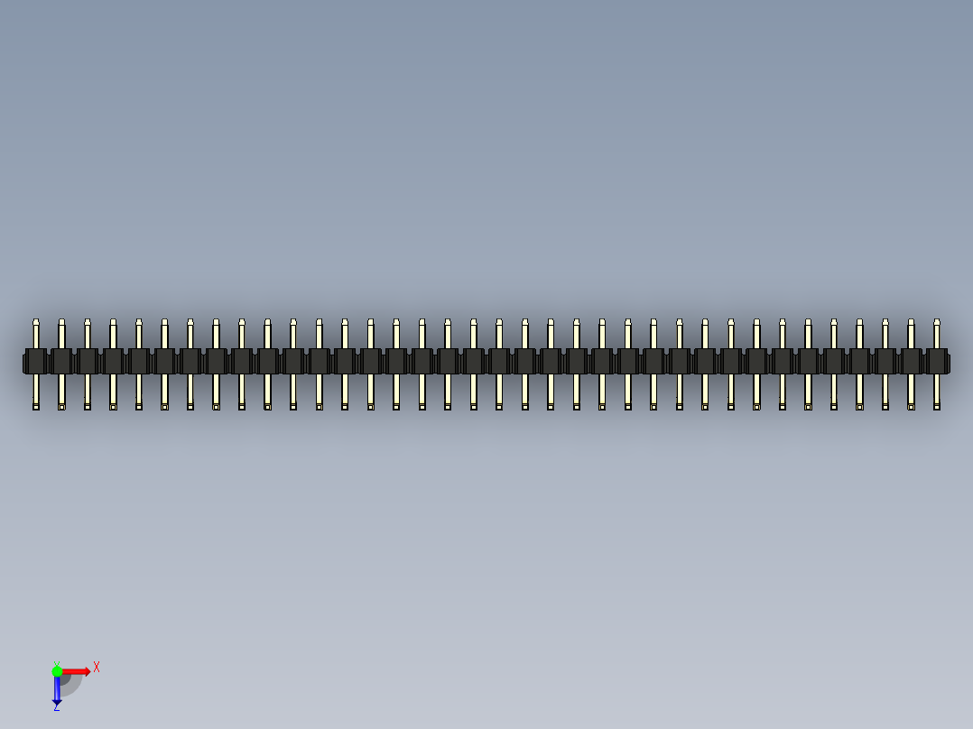 彩色公排针 100mil 2.54mm 系列-DS1022_black_36p_100mil_TypeU_rev1.0俯视图
