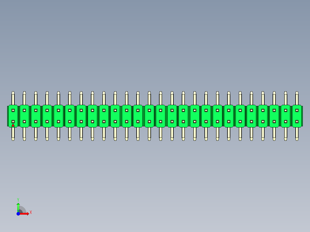 彩色公排针 100mil 2.54mm 系列-DS1022_green_52p_100mil_TypeSMT_rev1.0前视图
