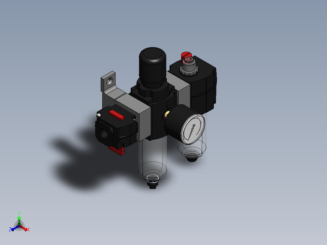 KIT FILTRO REGULADOR LUBRIF. DRENO AUTO 3-8 (BL73-XXX)正等轴测图