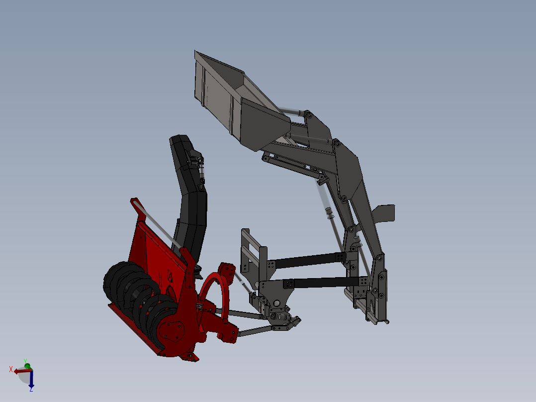 旋转式除雪机装载机构3D数模图纸 Solidworks设计