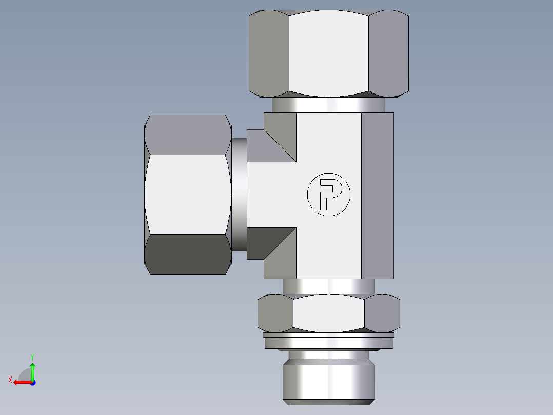 卡套式工业通用硬管接头EO_Adjustable_locknut_run_tee_LEE15ZLMCF后视图