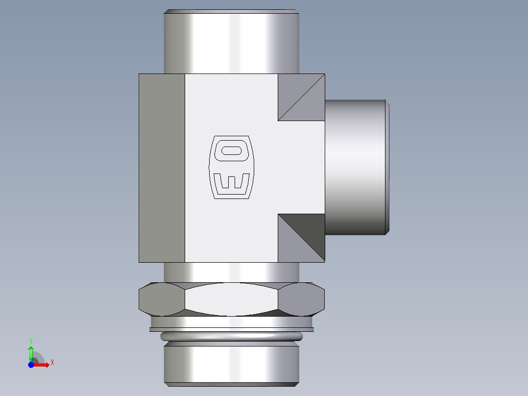 卡套式工业通用硬管接头EO_Adjustable_locknut_run_tee_LEE30SMOROMDCF前视图