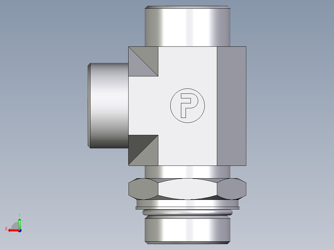 卡套式工业通用硬管接头EO_Adjustable_locknut_run_tee_LEE30SMOROMDCF后视图
