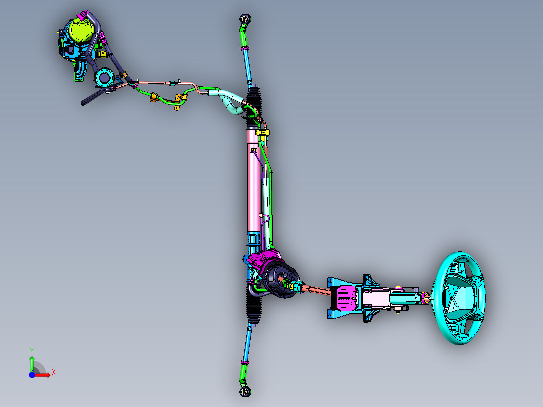 汽车电动液压转向系统三维图873406==80前视图
