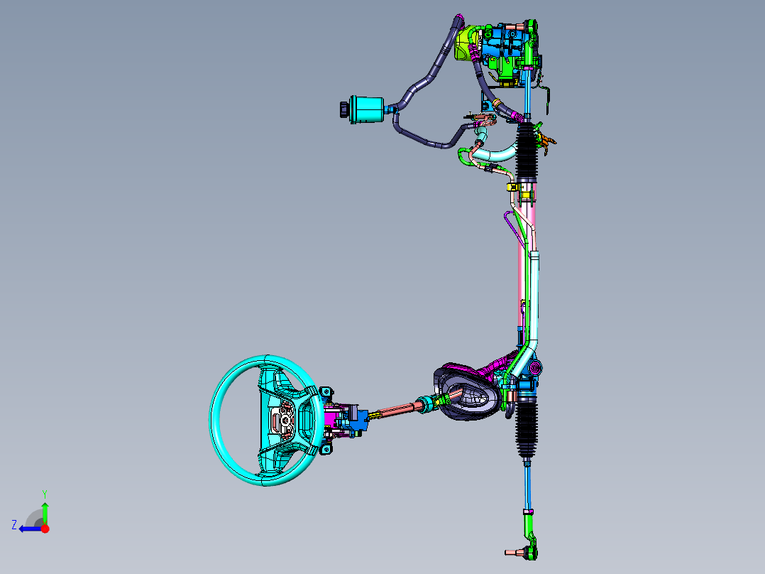 汽车电动液压转向系统三维图873406==80右视图