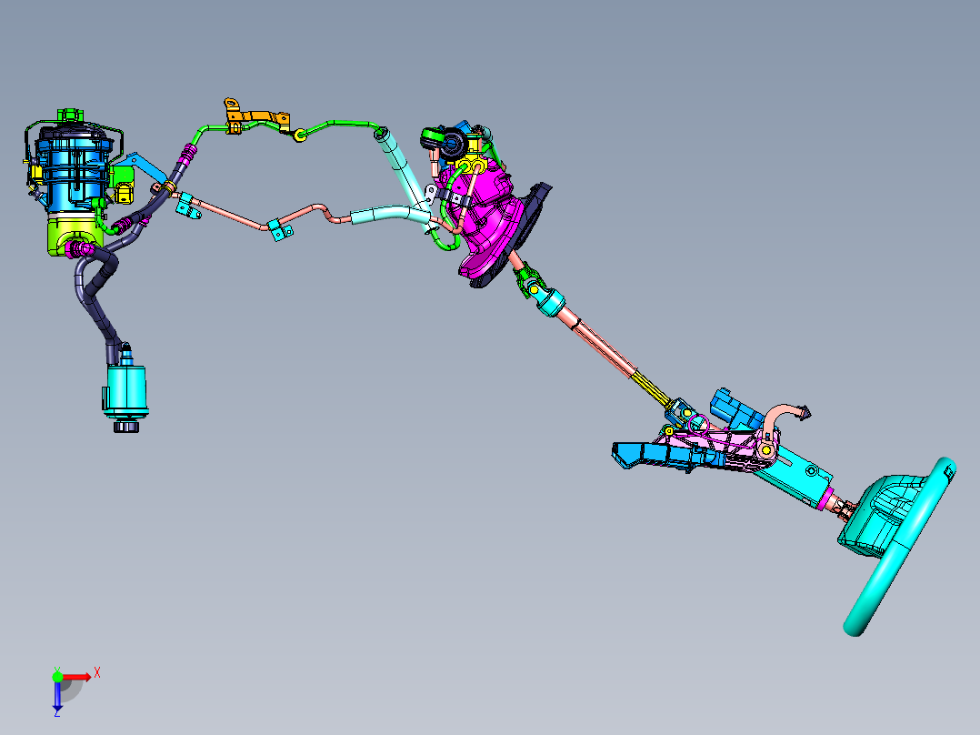 汽车电动液压转向系统三维图873406==80俯视图
