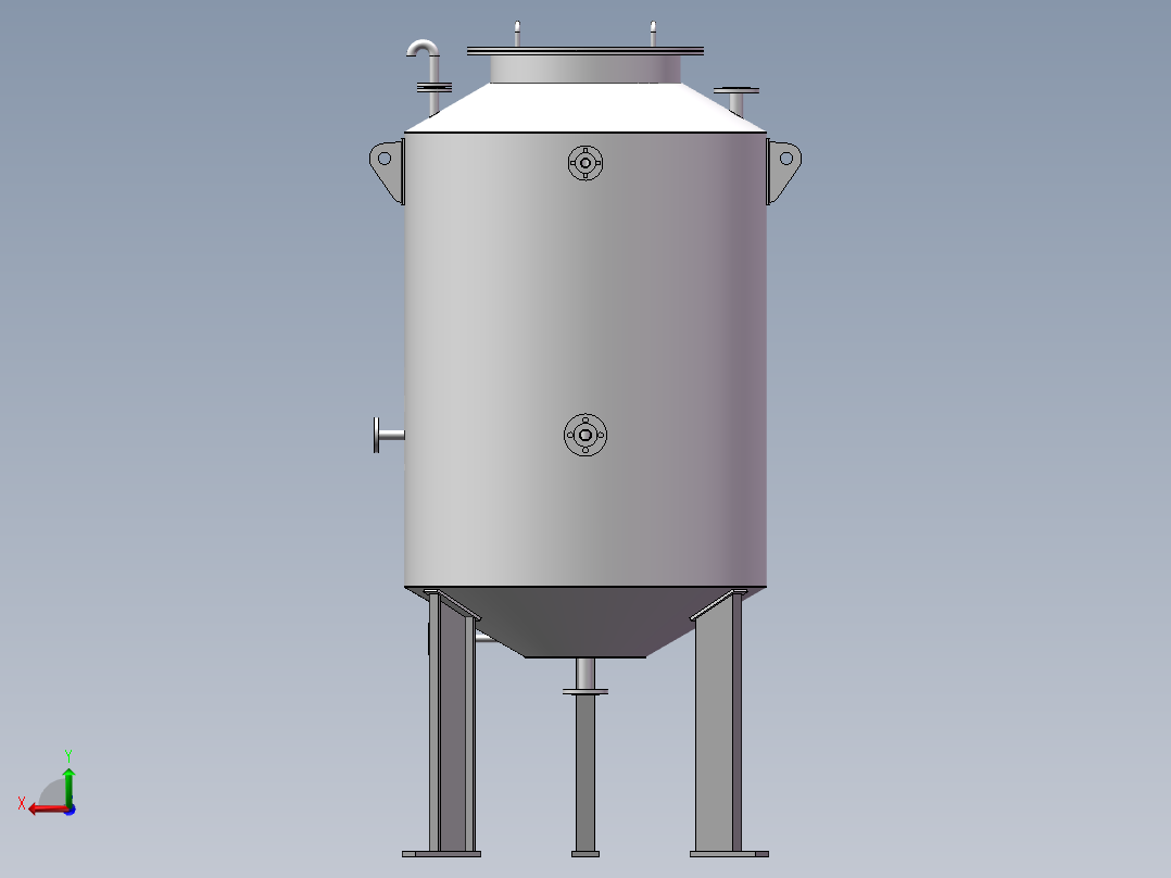 双氧水稀释罐（1.5立方米） 自动化设备3D图纸3D模型后视图