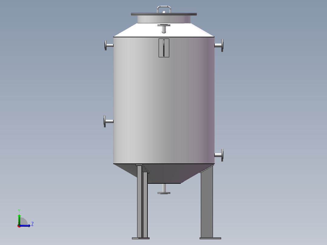 双氧水稀释罐（1.5立方米） 自动化设备3D图纸3D模型左视图