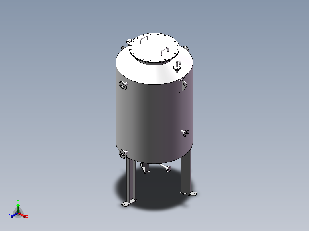双氧水稀释罐（1.5立方米） 自动化设备3D图纸3D模型正等轴测图