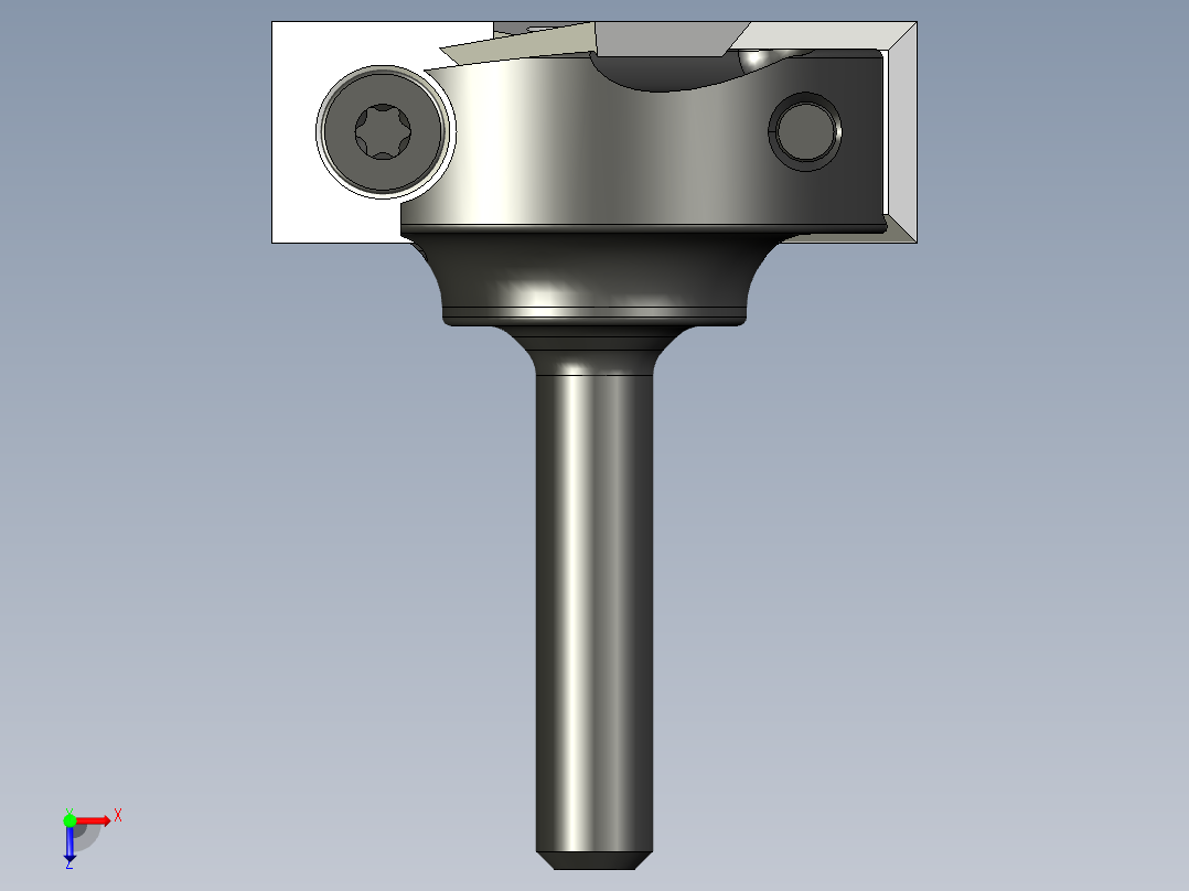 1 - 38“ 四插式铣刨槽堆焊钻头俯视图
