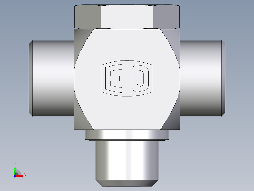 卡套式工业通用硬管接头EO_High_pressure_banjo_tee_TH12SROMD71前视图