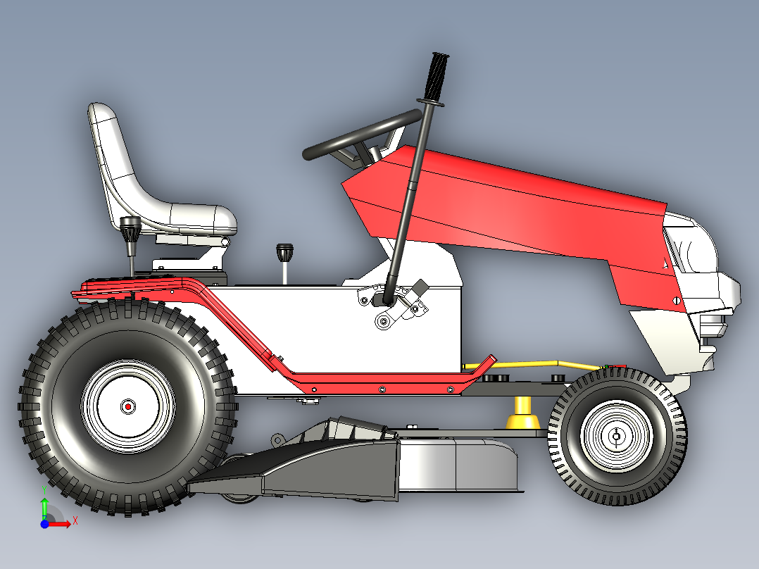 骑割草机总成前视图