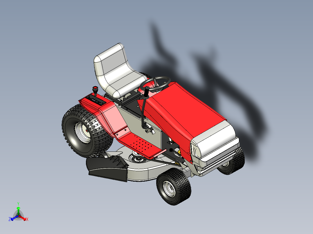 骑割草机总成正等轴测图