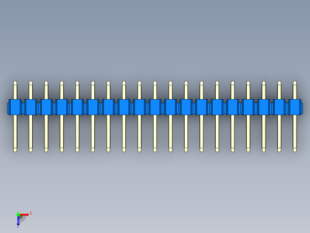 彩色公头100mil（2.54mm）系列-DS1021_blue_1x19p_100mil_Type1_rev1.0俯视图