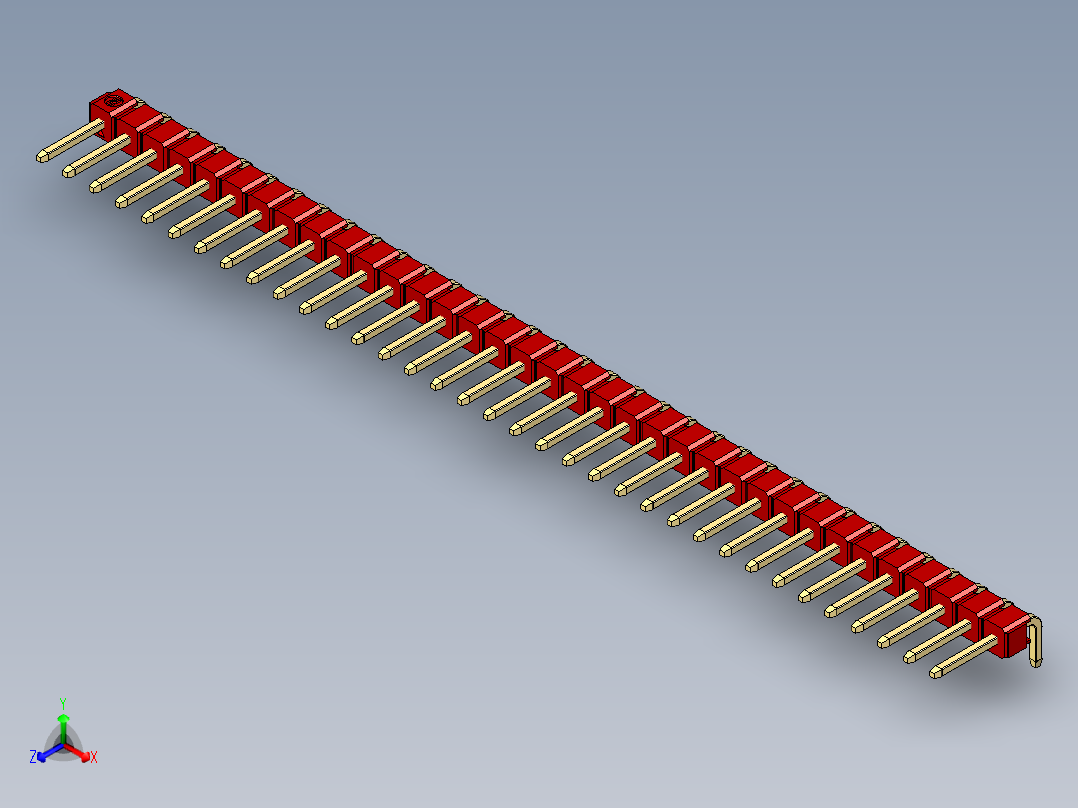 彩色公排针 100mil 2.54mm 系列-DS1022_red_1x35p_100mil_TypeD_rev1.0