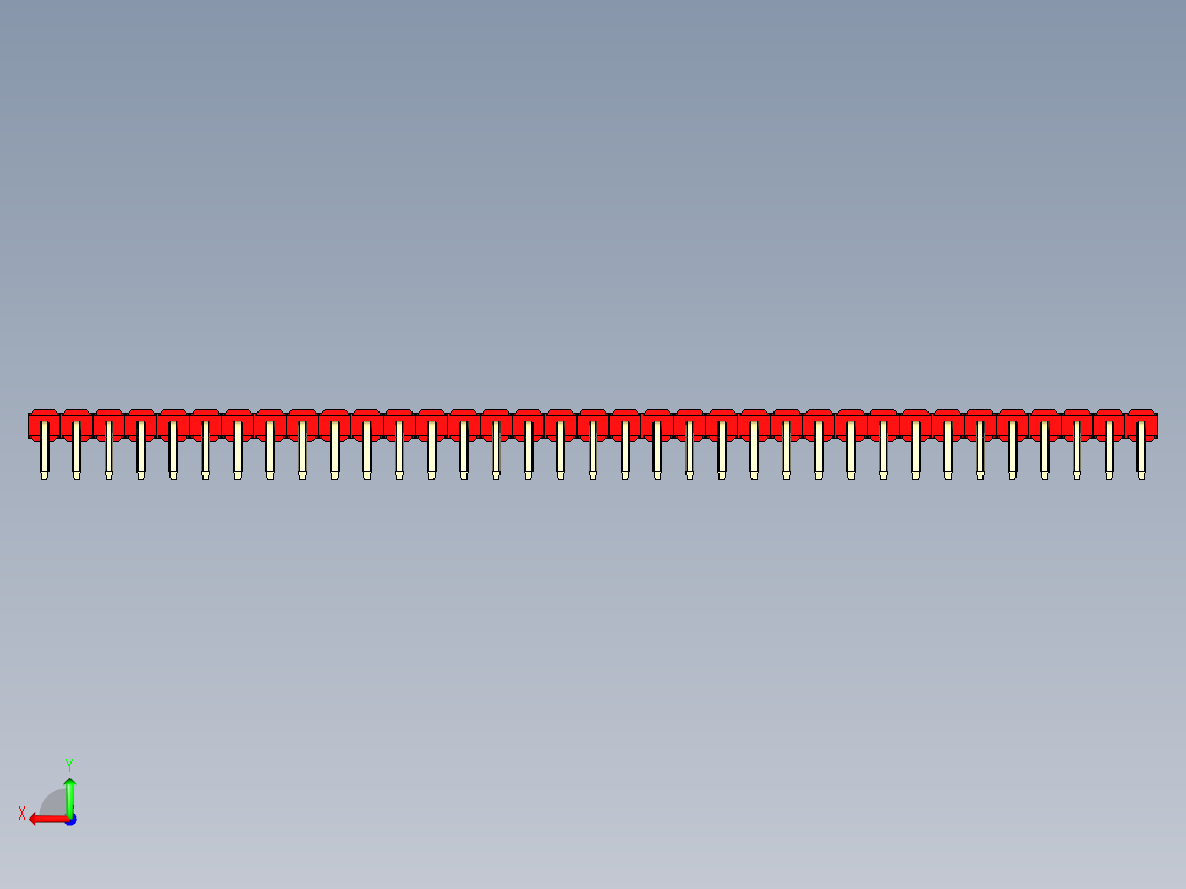 彩色公排针 100mil 2.54mm 系列-DS1022_red_1x35p_100mil_TypeD_rev1.0后视图
