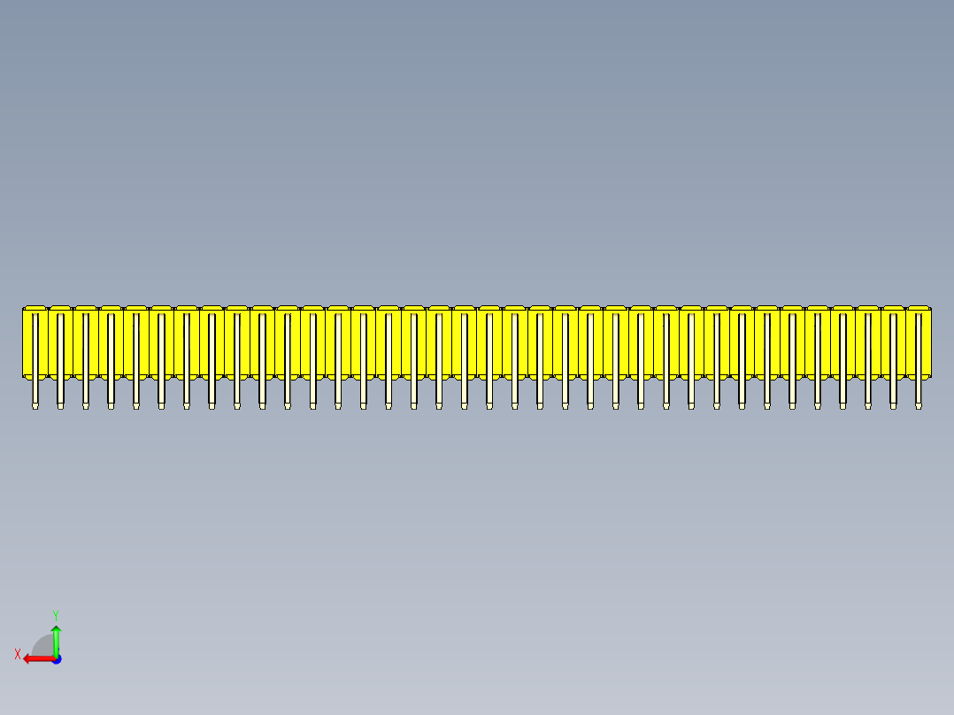 彩色公排针 100mil 2.54mm 系列-DS1022_yellow_3x36p_100mil_TypeD_rev1.0后视图