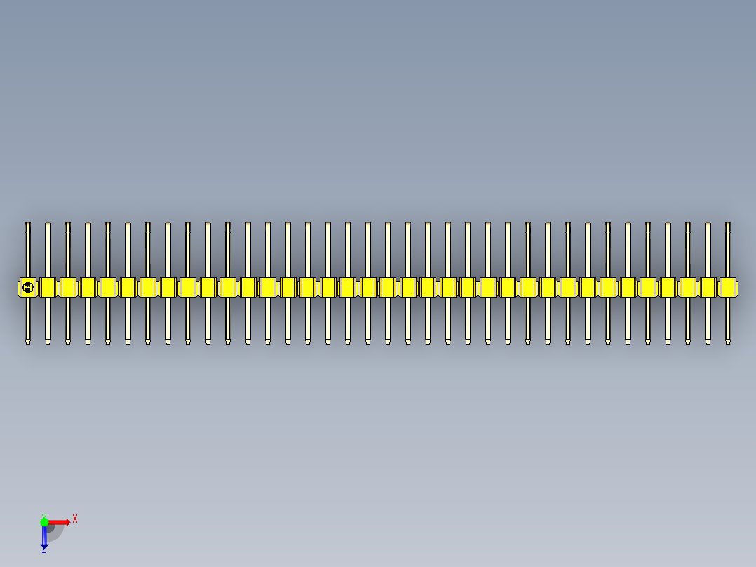 彩色公排针 100mil 2.54mm 系列-DS1022_yellow_3x36p_100mil_TypeD_rev1.0俯视图