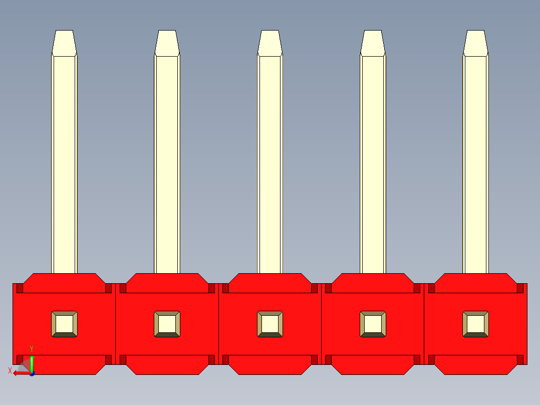 彩色公排针 100mil 2.54mm 系列-DS1022_red_05p_100mil_TypeU_rev1.0后视图