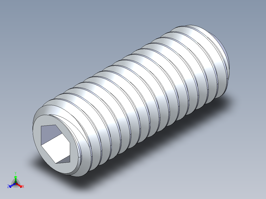 UNC 平头紧定螺钉-UNC SET SCREW 0.375 x1.000.STEP正等轴测图