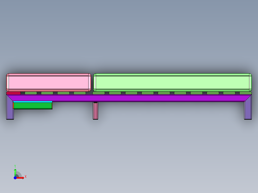 抬头折叠方管焊接床前视图