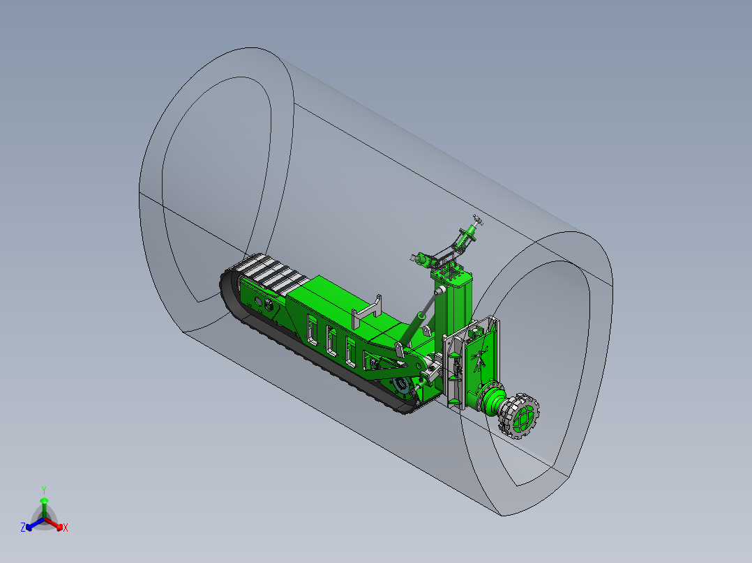 隧道洞穴履带机器人车正等轴测图