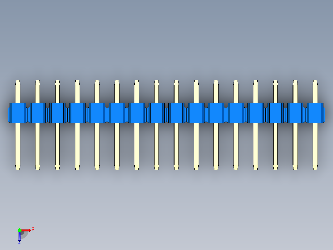 彩色公头100mil（2.54mm）系列-DS1021_blue_1x16p_100mil_Type1_rev1.0俯视图