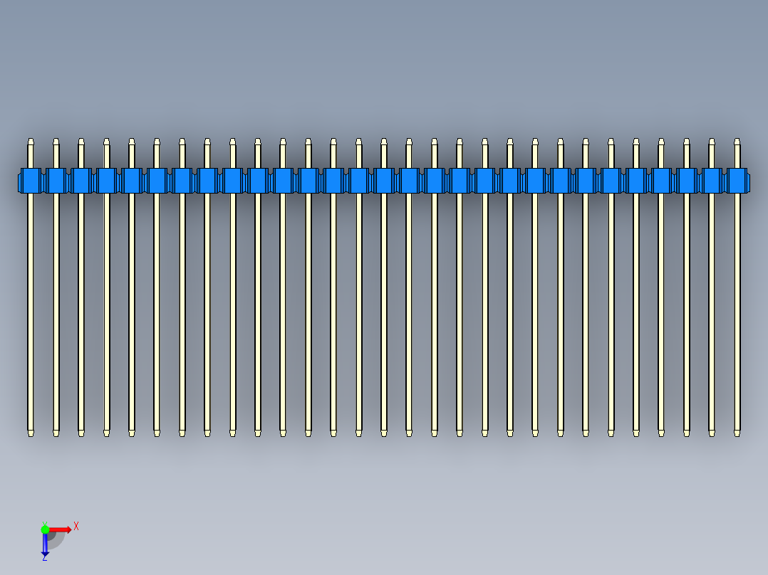彩色公头100mil（2.54mm）系列-DS1021_blue_3x29p_100mil_Type43_rev1.0俯视图