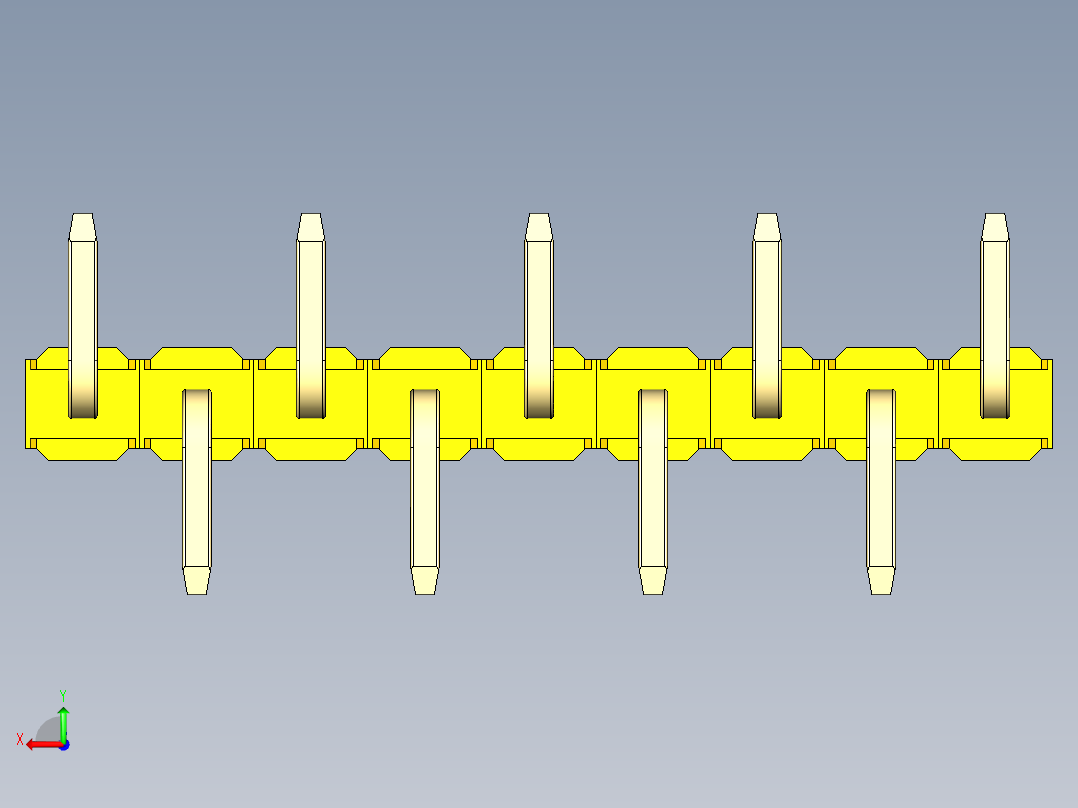 彩色公排针 100mil 2.54mm 系列-DS1022_yellow_09p_100mil_Type_SMT_R1_rev1.0后视图