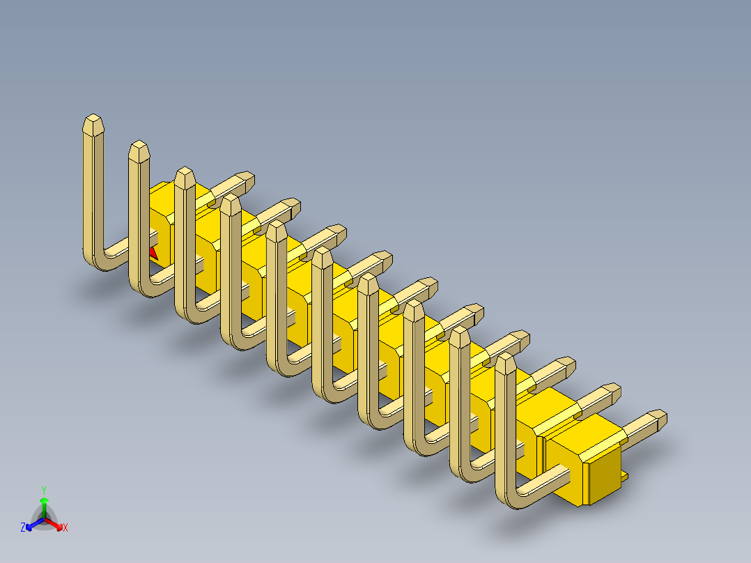 彩色公排针 100mil 2.54mm 系列-DS1022_yellow_10p_100mil_TypeU_rev1.0