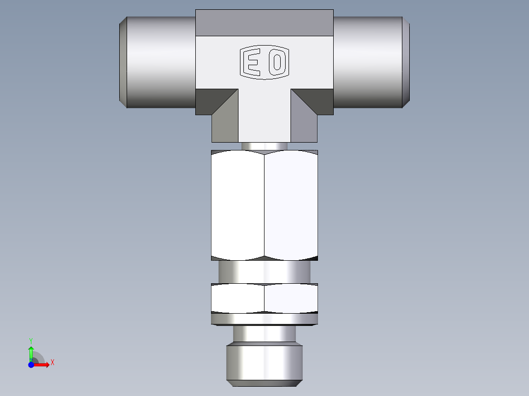 卡套式工业通用硬管接头EO_Assembled_adjustable_standpipe_branch_tee_EVT06LMOMD71前视图