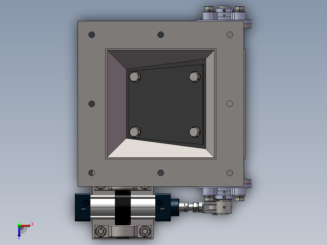 200翻板阀三维俯视图