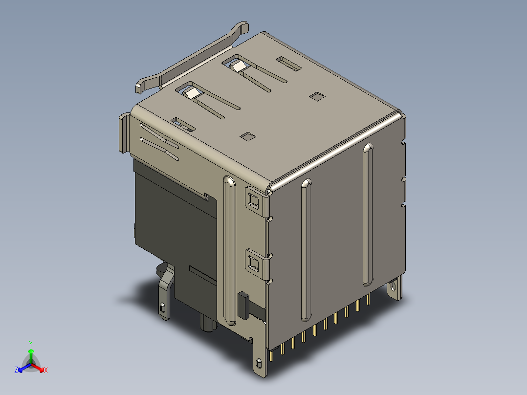 双 HDMI DisplayPort 连接器-STP正等轴测图