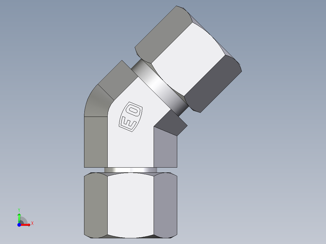卡套式工业通用硬管接头EO_Swivel_nut_45_deg_elbow_EV10ZL71前视图