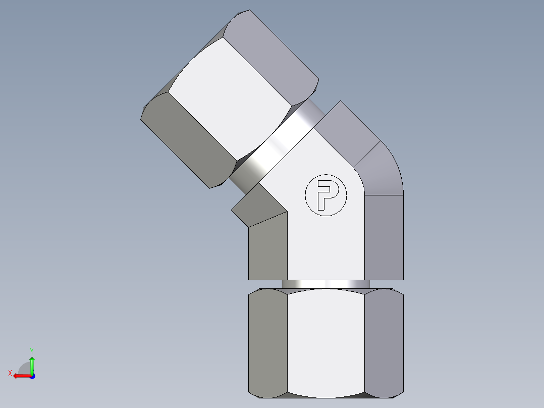 卡套式工业通用硬管接头EO_Swivel_nut_45_deg_elbow_EV10ZL71后视图