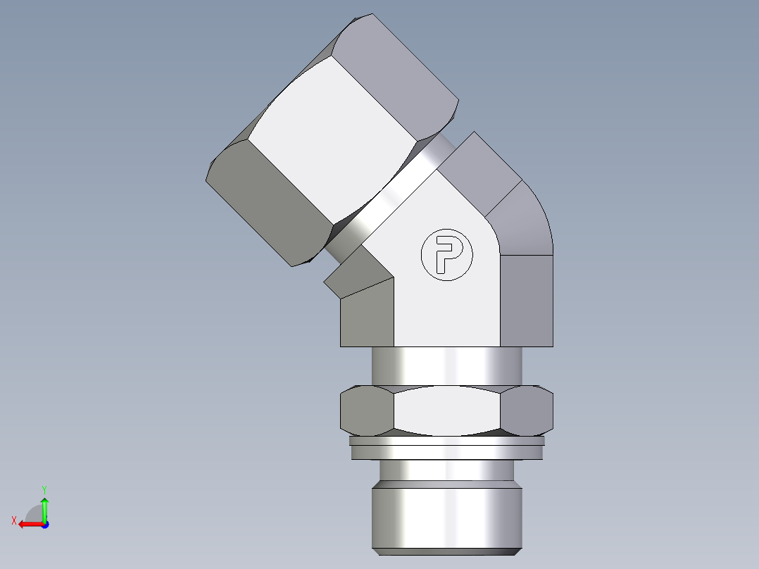 卡套式工业通用硬管接头EO_Adjustable_locknut_45_deg_elbow_VEE16SMCF后视图