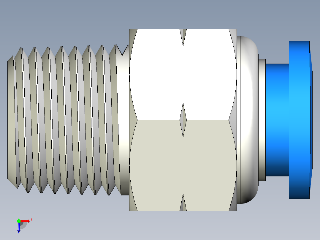 推入式连接接头俯视图