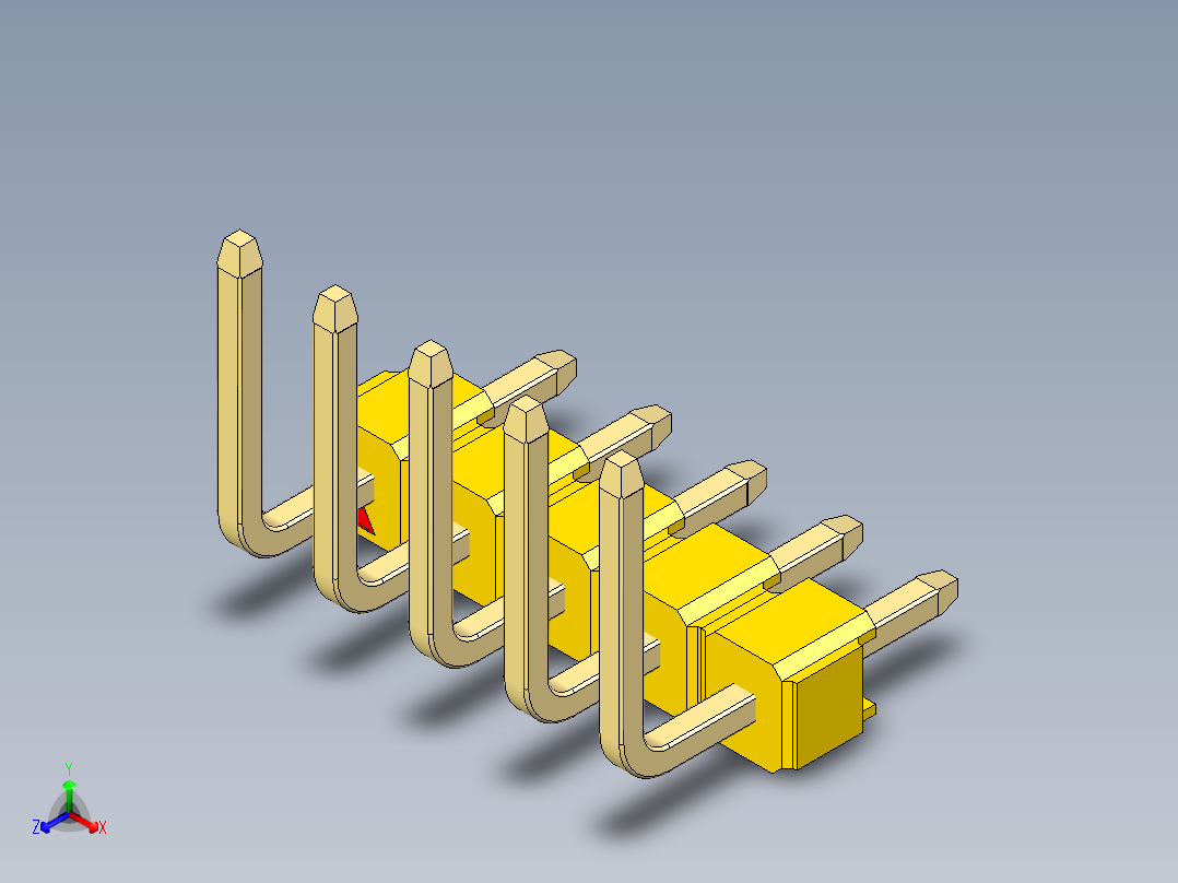 彩色公排针 100mil 2.54mm 系列-DS1022_yellow_05p_100mil_TypeU_rev1.0