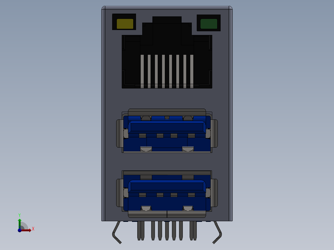 Rj45双usb组件前视图