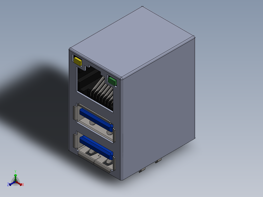 Rj45双usb组件正等轴测图