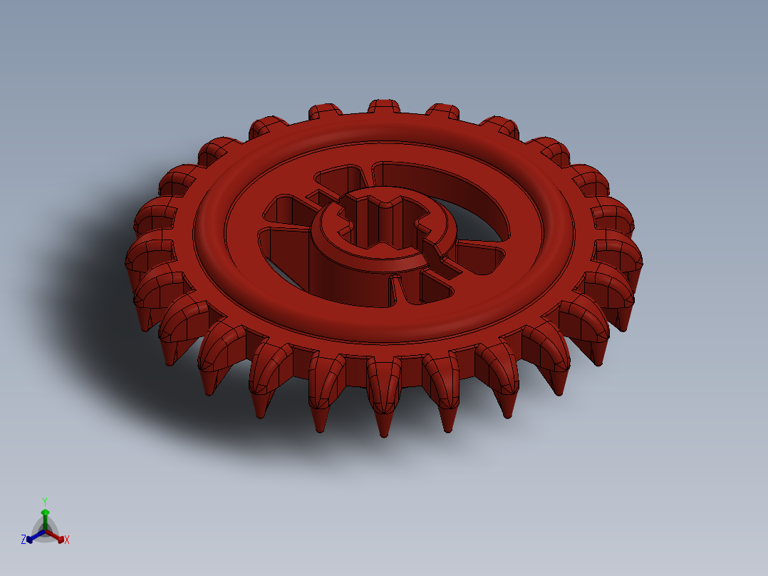 3650 Red Technic Gear 24 Tooth Crown Type III (x pattern).SLDPRT