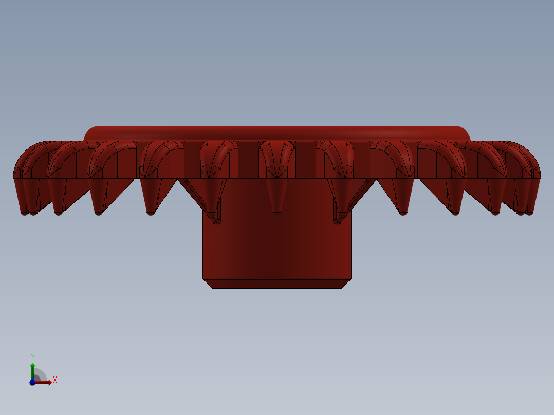 3650 Red Technic Gear 24 Tooth Crown Type III (x pattern).SLDPRT前视图