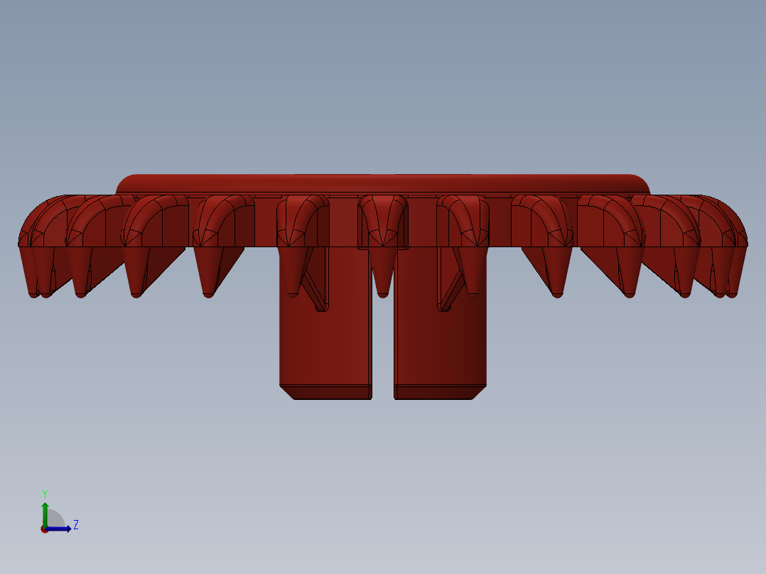 3650 Red Technic Gear 24 Tooth Crown Type III (x pattern).SLDPRT左视图