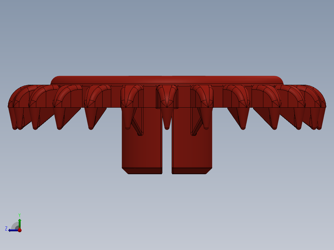 3650 Red Technic Gear 24 Tooth Crown Type III (x pattern).SLDPRT右视图