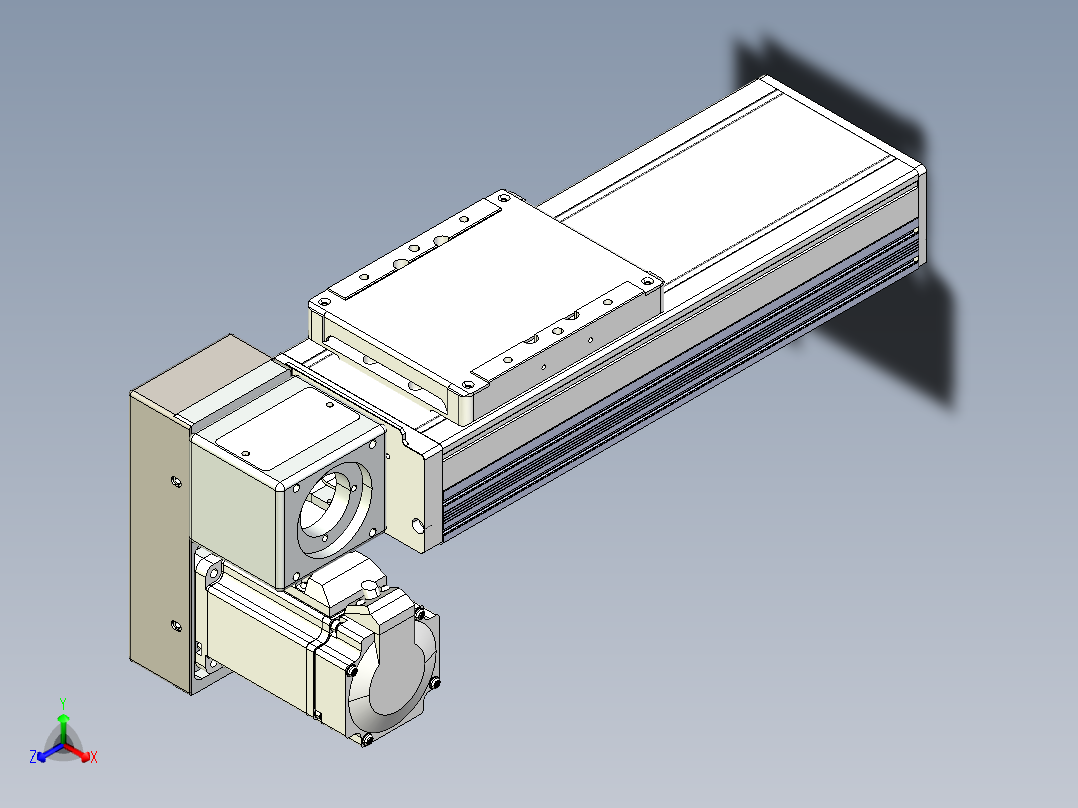 同步带全封闭直线模组TPA-HCB-105D-90-L100-LP-Y-P20-N3正等轴测图