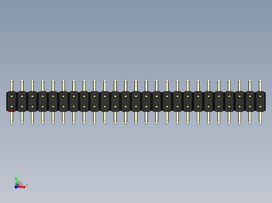 彩色公排针 100mil 2.54mm 系列-DS1022_black_50p_100mil_TypeSMT_rev1.0前视图